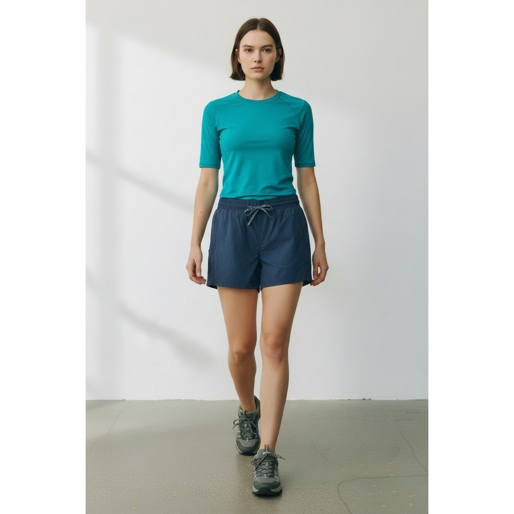 Pacific Trail Shorts Women L Blue Solid Regular Fit Modern Hiking Activewear